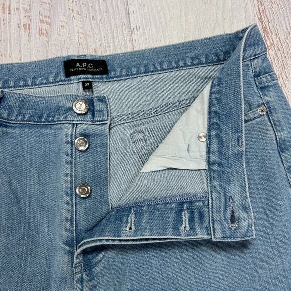 A.P.C. PETIT NEW STANDARD Straight Jeans MENS 33 x 32 Light Wash Distressed - Picture 3 of 12